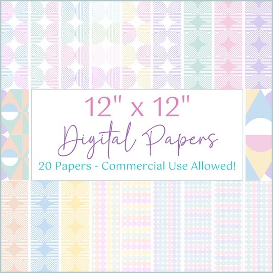 20-Pack Digital Papers in Pastels with PLR