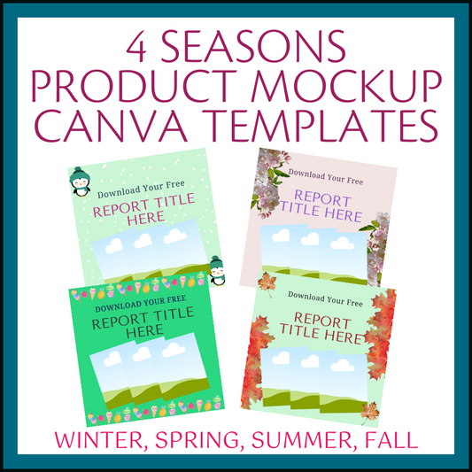 4 Seasons Product Mockup Templates for Canva with PLR