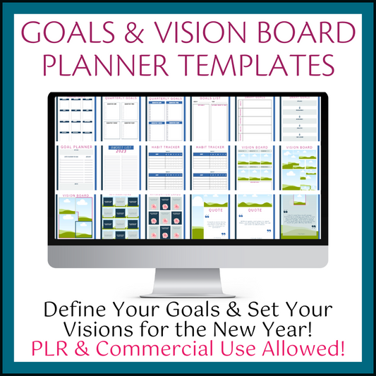 Goals & Vision Board Planner Templates (PLR use allowed)