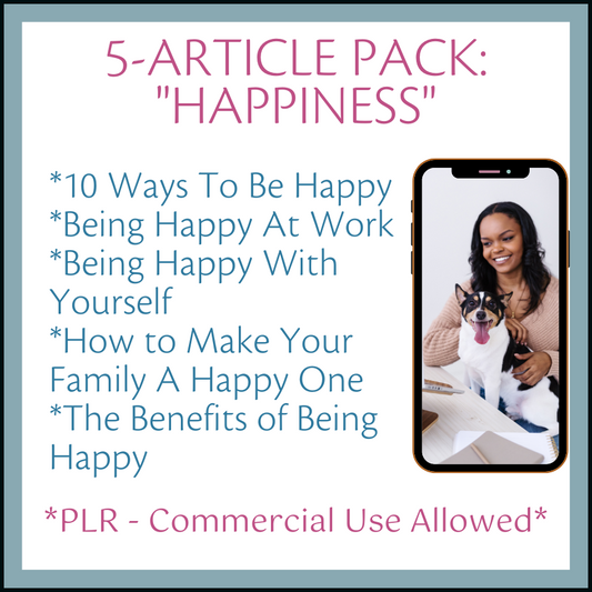 5-Pack of Articles on "Happiness" w/PLR