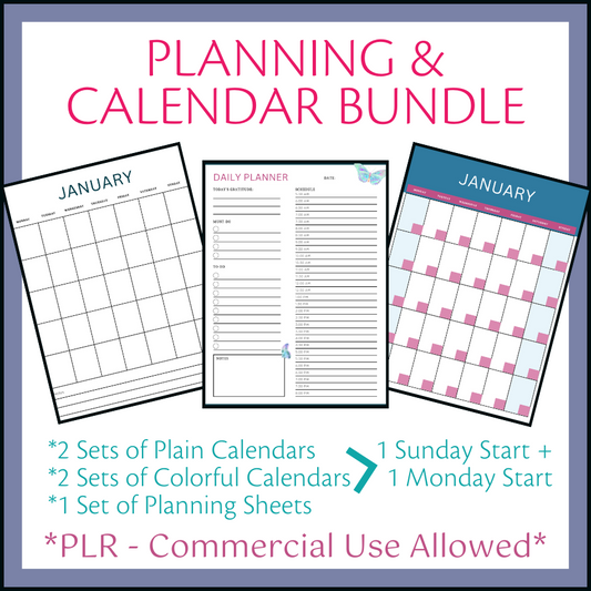 Planning & Calendar Sheets PLR Bundle