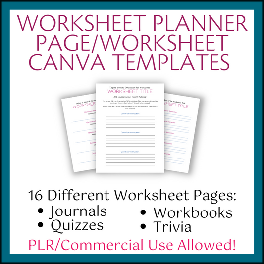 Worksheet Planner Page Canva Templates with PLR